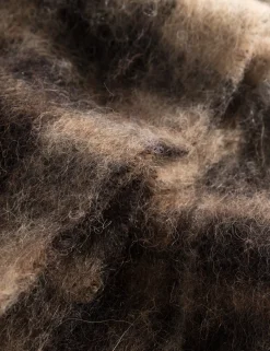 Men Forét Accessories-Airy Wool Scarf-Brown Check