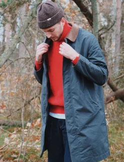 Men Forét Jackets-Arrive Oilskin Coat-Charcoal