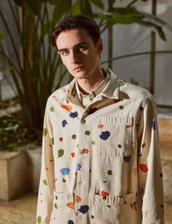 Men Forét Jackets-Artwork Overshirt-Undyed