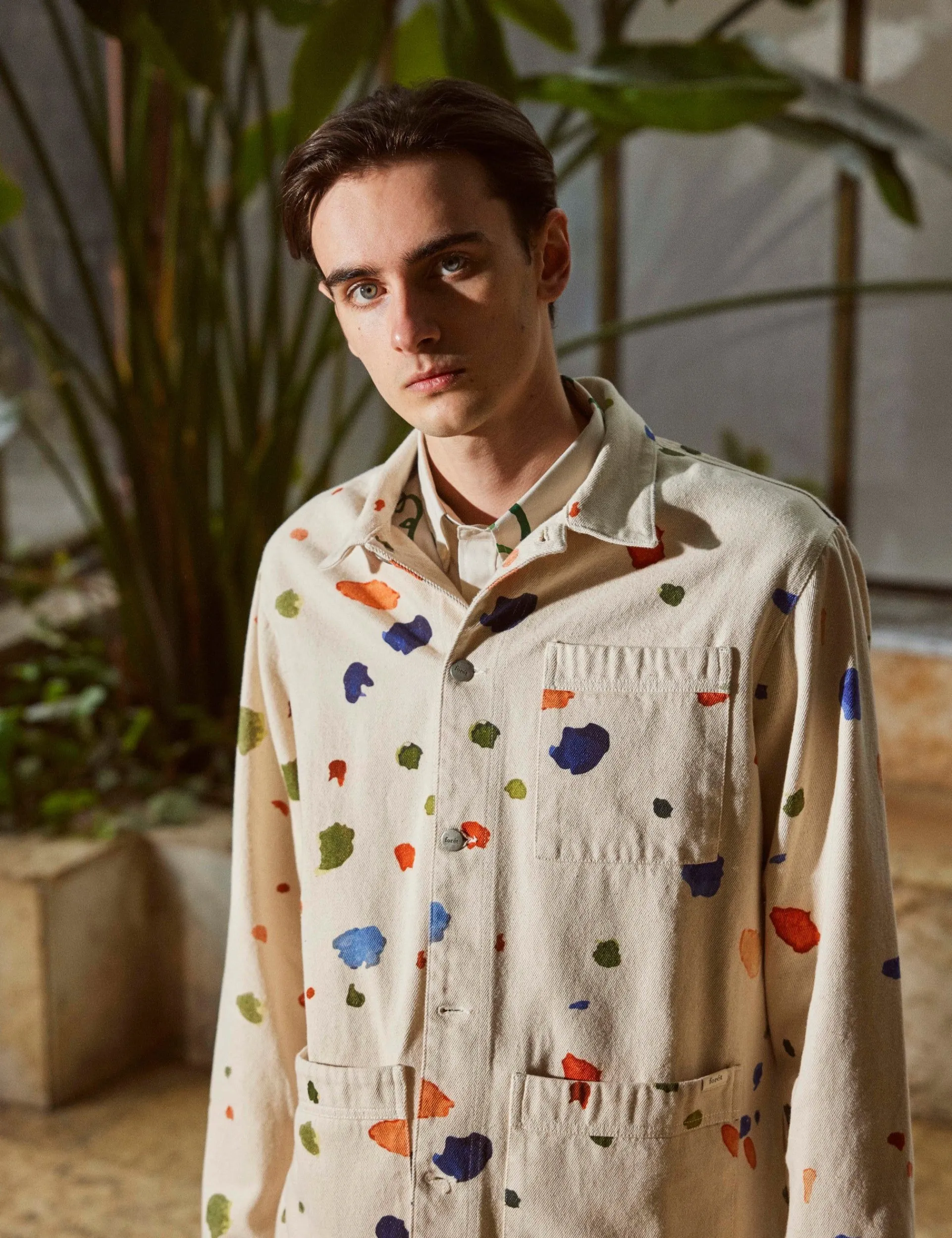 Men Forét Jackets-Artwork Overshirt-Undyed
