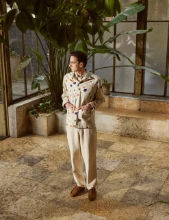 Men Forét Jackets-Artwork Overshirt-Undyed