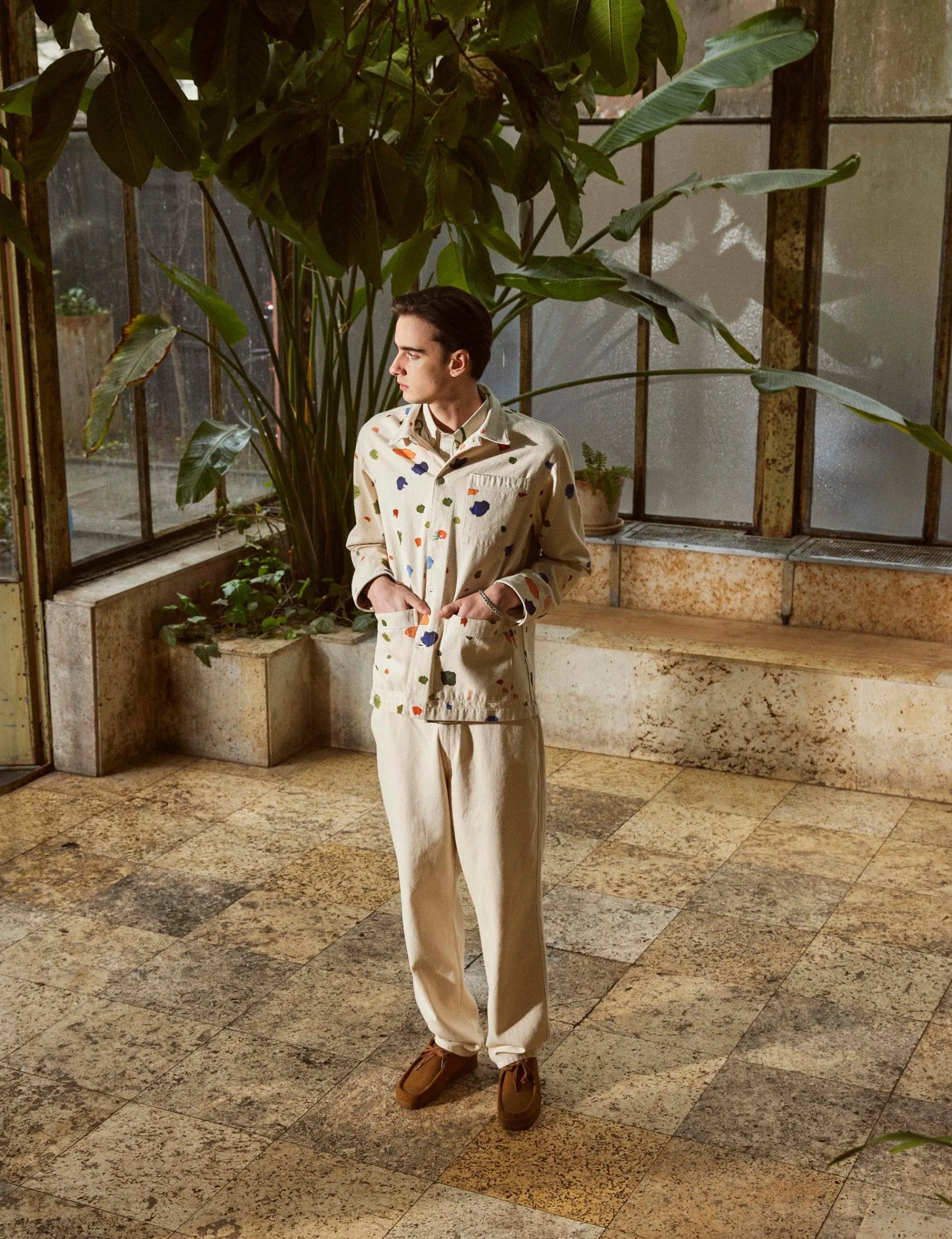 Men Forét Jackets-Artwork Overshirt-Undyed