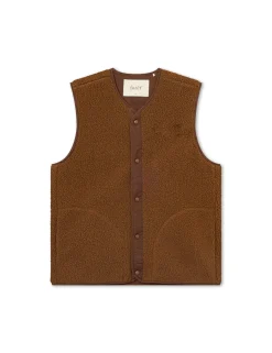 Men Forét Jackets-Aura Sherpa Fleece Vest-Brown