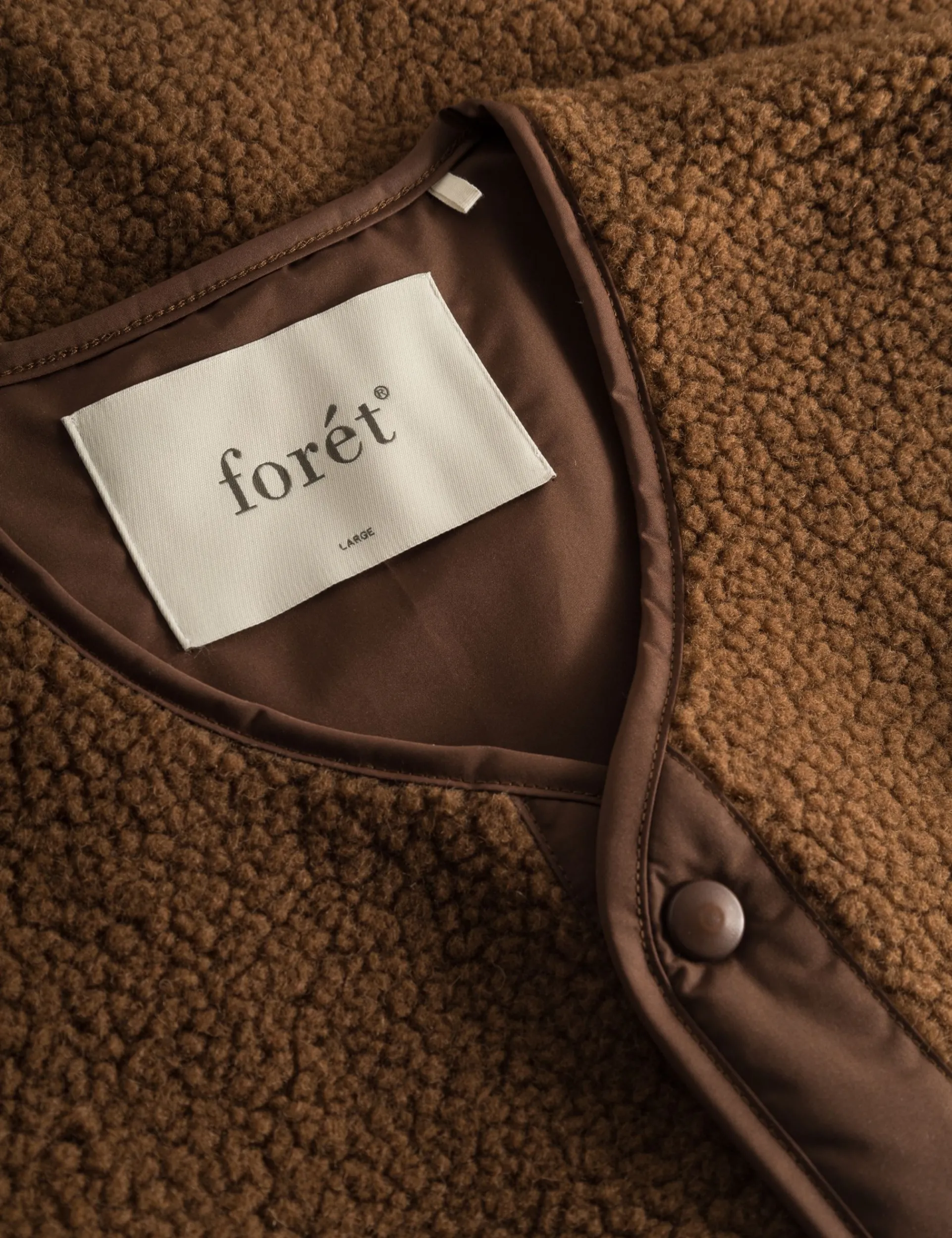Men Forét Jackets-Aura Sherpa Fleece Vest-Brown