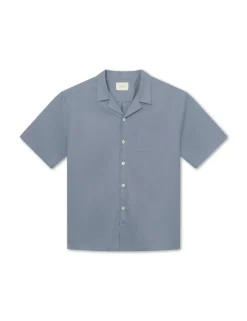 Men Forét Shirts-Basin Ss Shirt-Vintage Blue