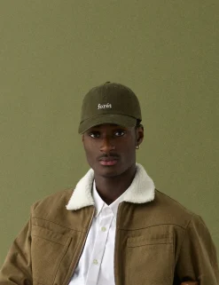 Men Forét Jackets-Beech Sherpa Twill Jacket-Khaki/Cloud