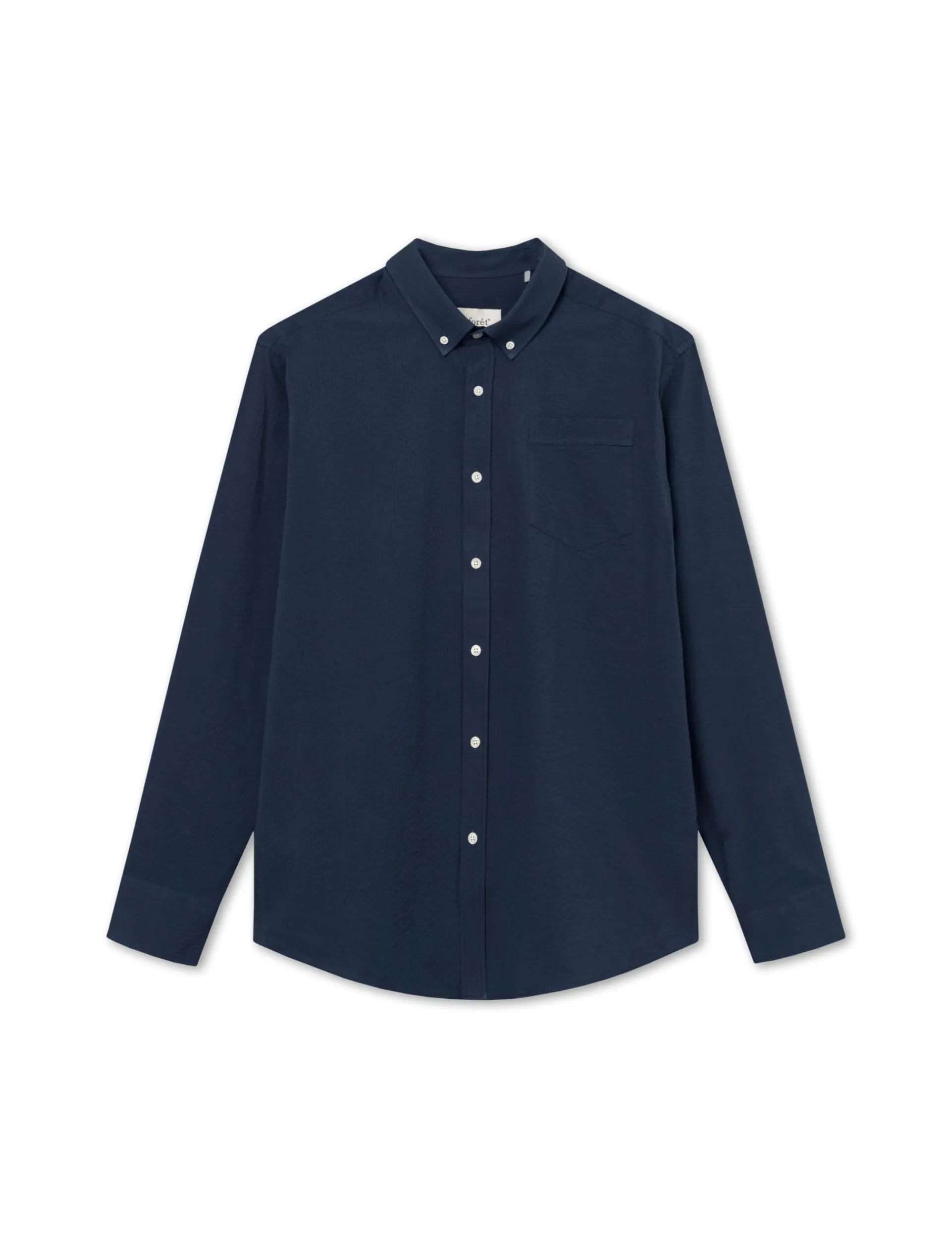 Men Forét Shirts-Bush Seersucker Shirt-Navy