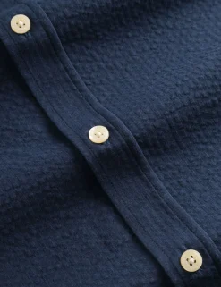 Men Forét Shirts-Bush Seersucker Shirt-Navy