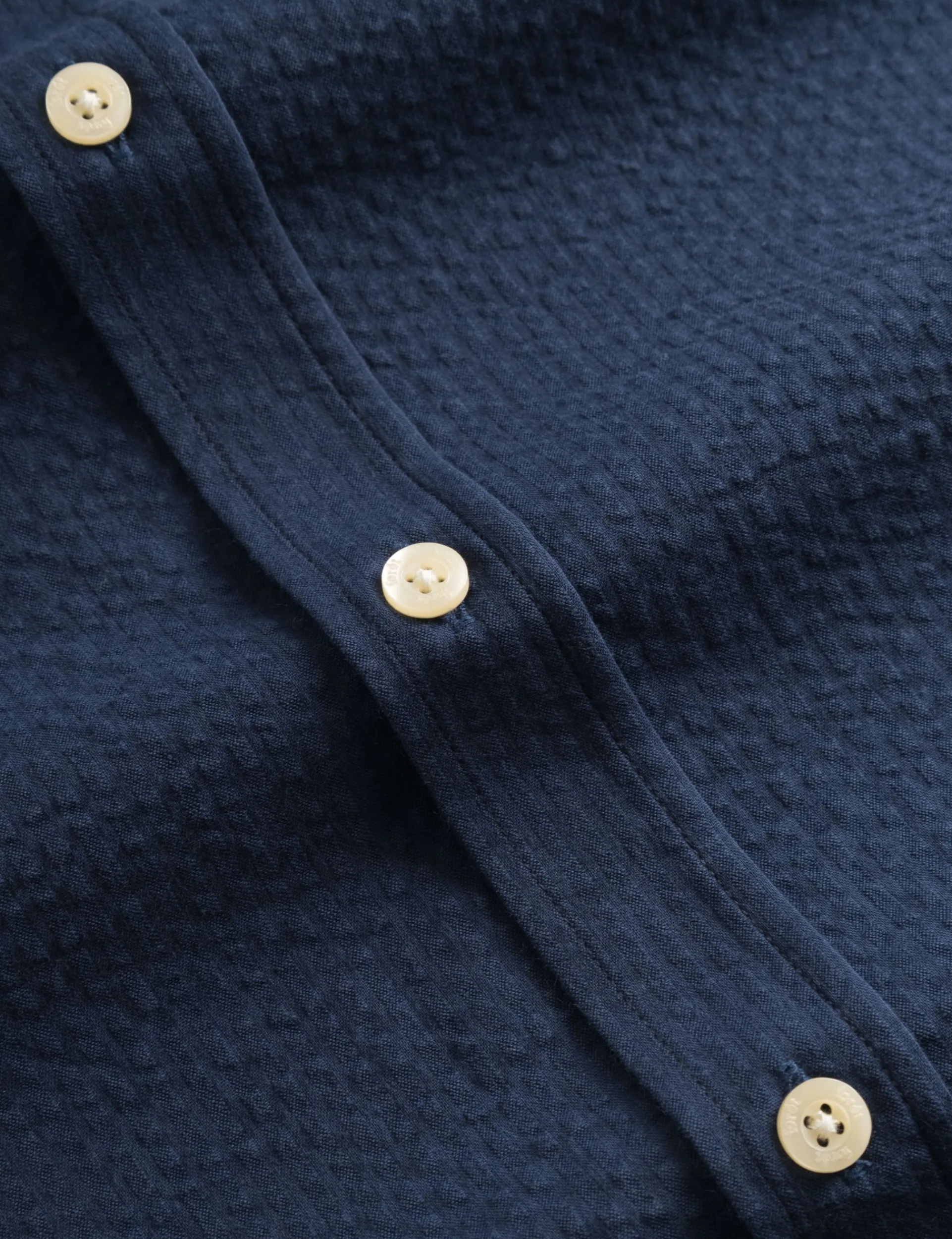 Men Forét Shirts-Bush Seersucker Shirt-Navy