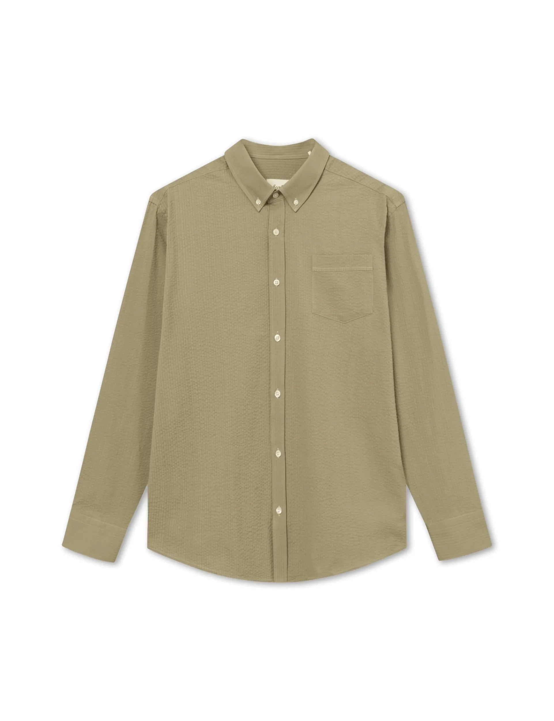 Men Forét Shirts-Bush Seersucker Shirt-Olive
