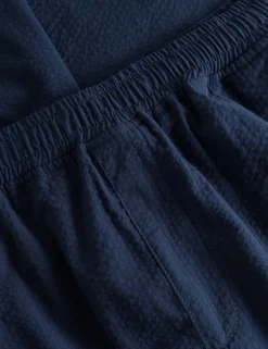 Men Forét Pants-Calm Pants-Navy Seersucker