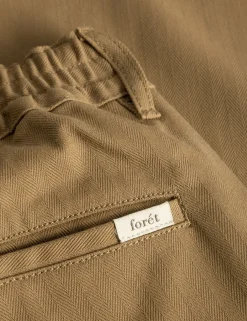 Men Forét Pants-Clay Herringbone Pants-Khaki