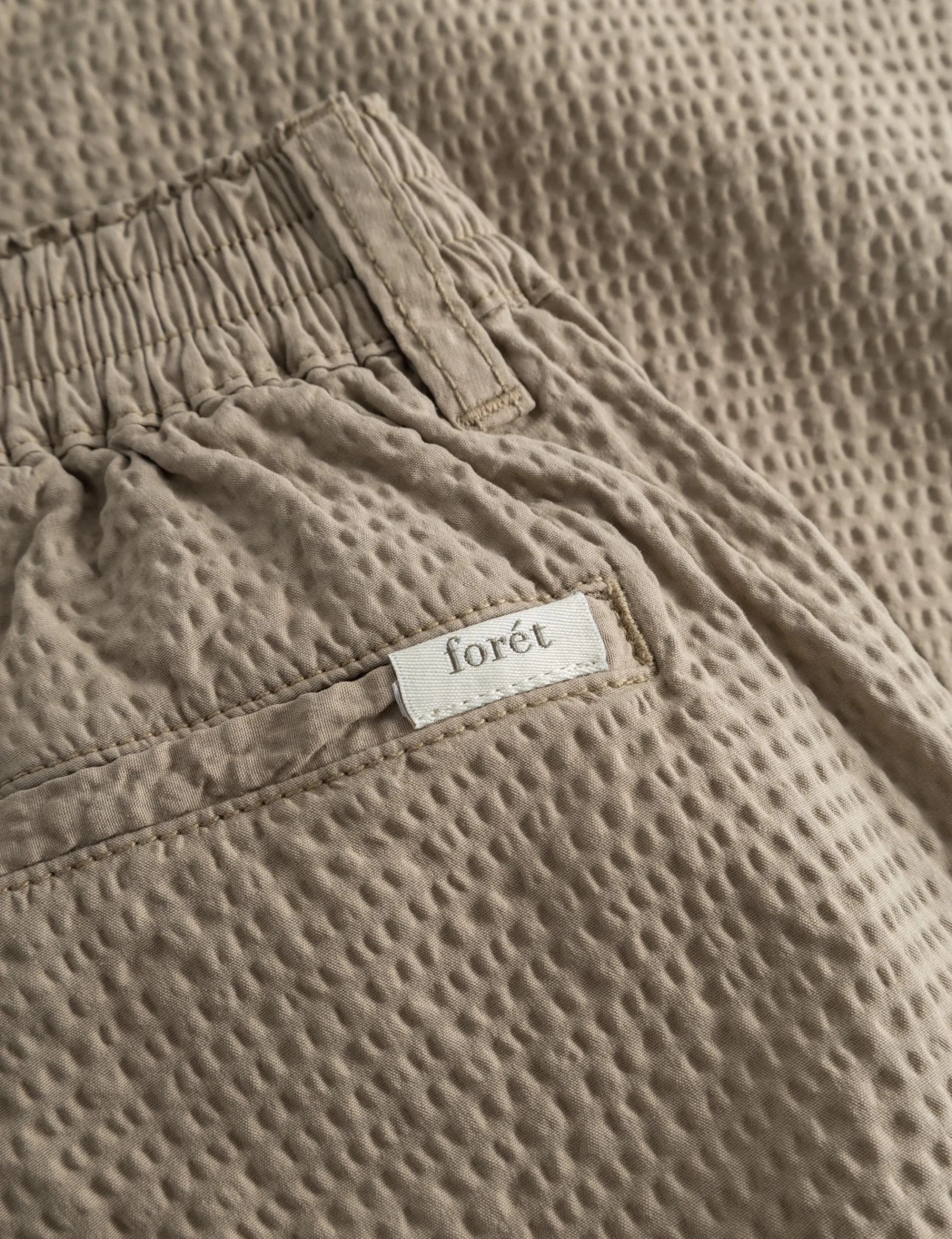 Men Forét Pants-Clay Seersucker Pants-Taupe