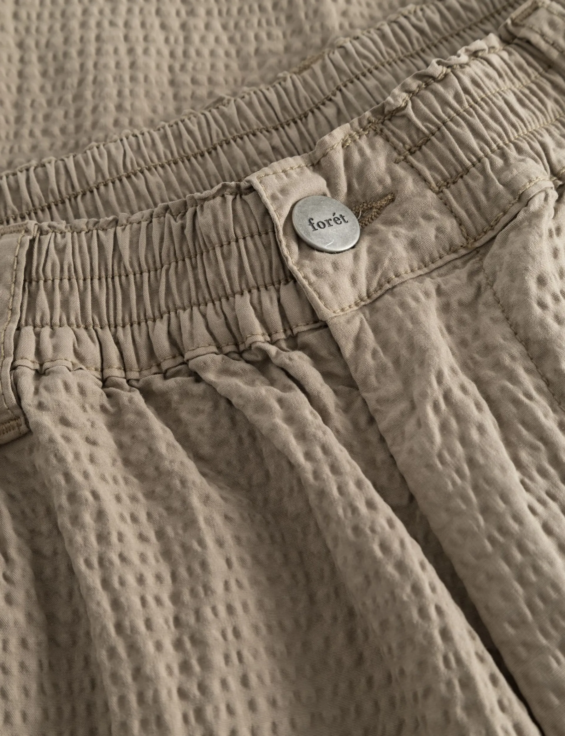 Men Forét Pants-Clay Seersucker Pants-Taupe