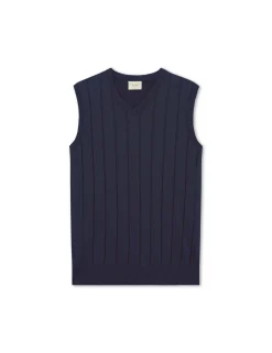 Men Forét Knitwear-Flume Knit Vest-Navy