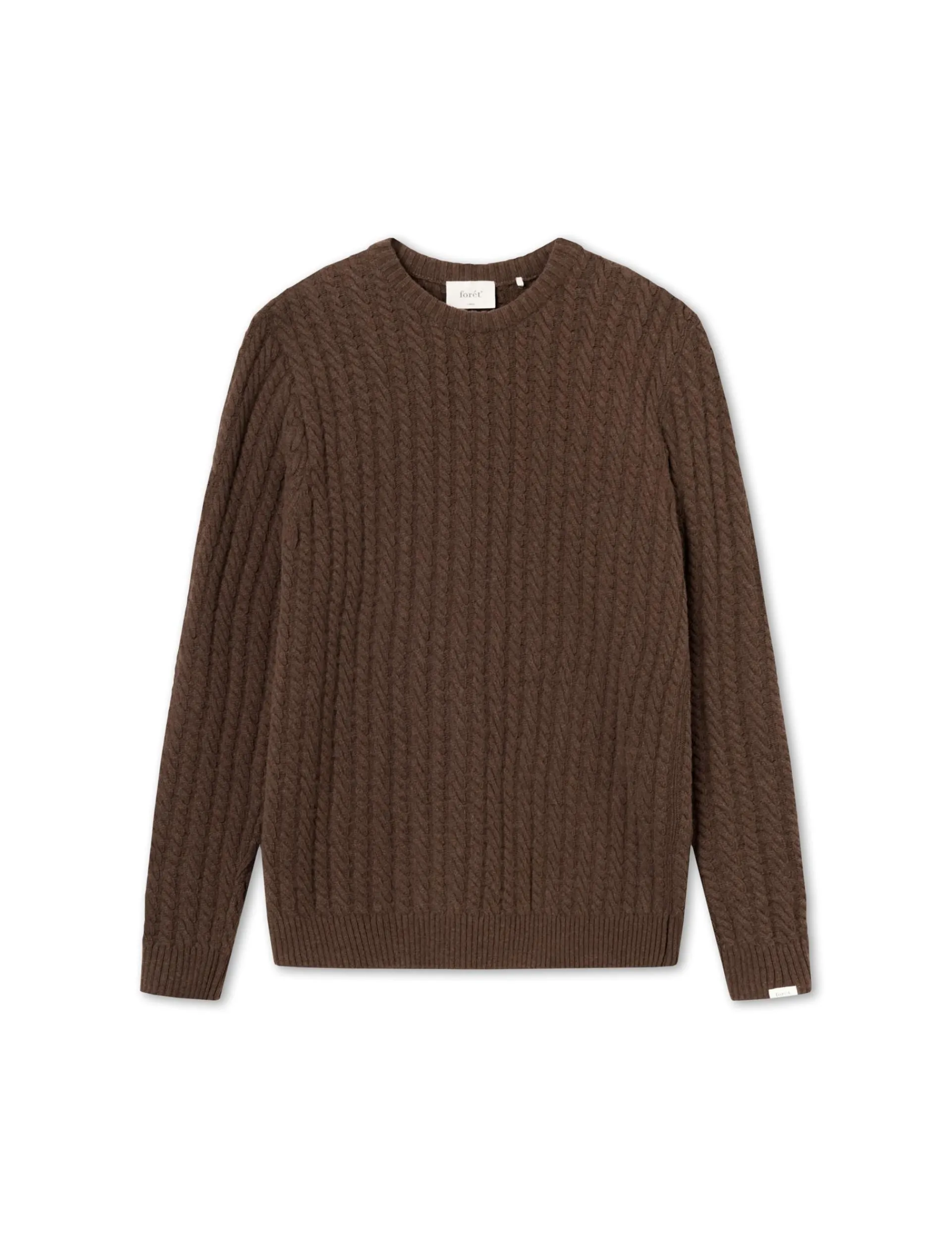 Men Forét Sweatshirts-Glen Cable Knit-Brown