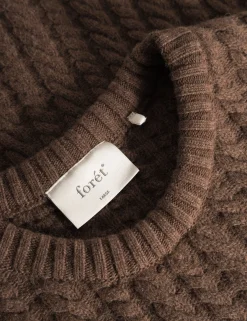 Men Forét Sweatshirts-Glen Cable Knit-Brown