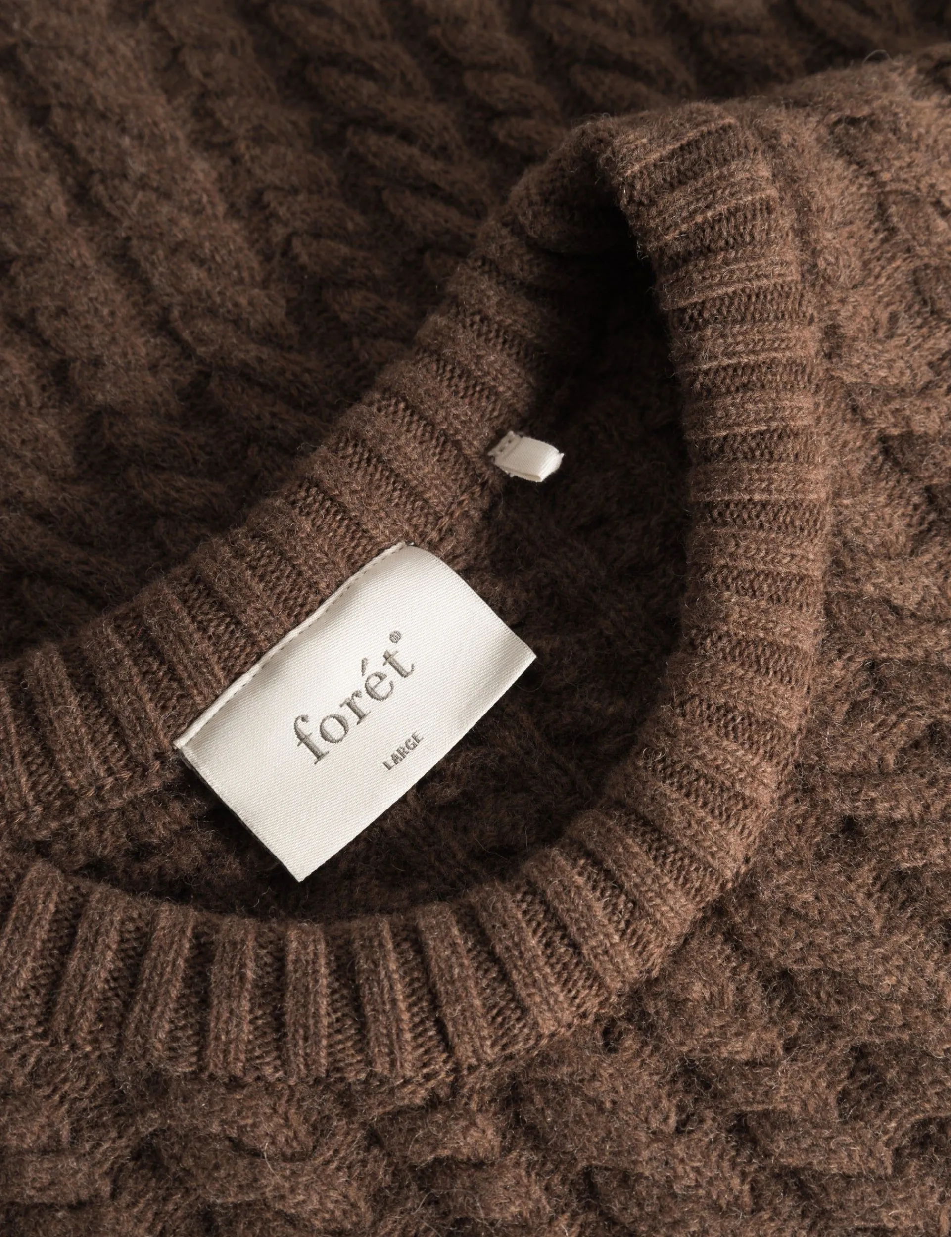 Men Forét Sweatshirts-Glen Cable Knit-Brown