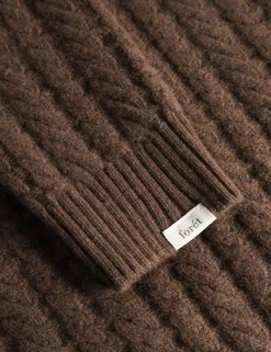 Men Forét Sweatshirts-Glen Cable Knit-Brown