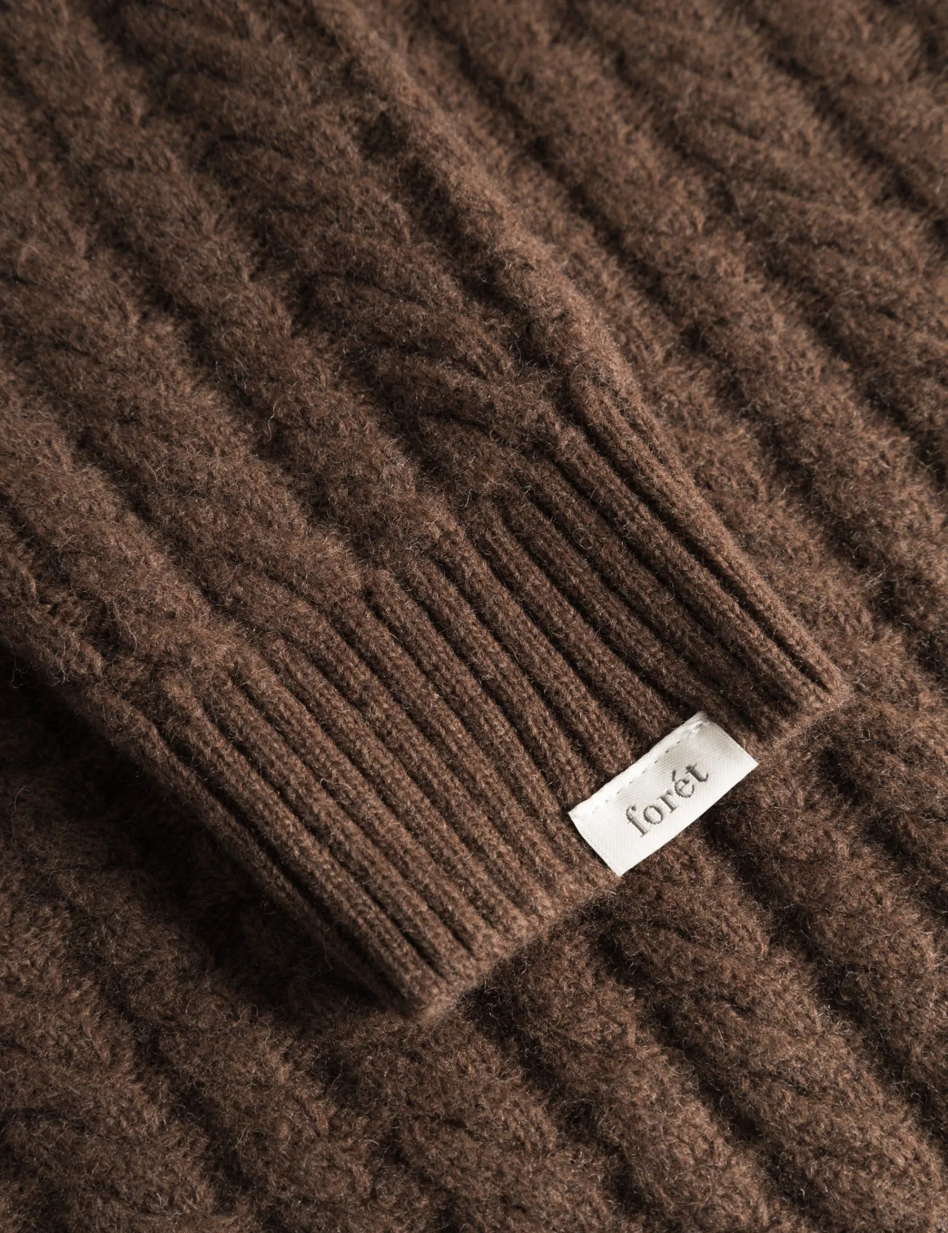 Men Forét Sweatshirts-Glen Cable Knit-Brown