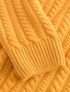 Men Forét Sweatshirts-Glen Cable Wool Knit-Amber