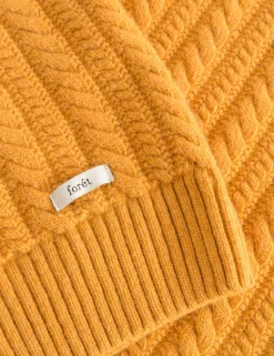 Men Forét Sweatshirts-Glen Cable Wool Knit-Amber