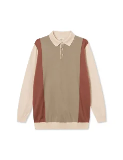 Men Forét Sweatshirts-Golf Polo Knit-Cloud/Brick