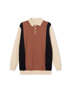 Men Forét Knitwear-Golf Polo Knit-Cloud/Navy