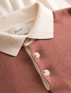 Men Forét Sweatshirts-Golf Polo Knit-Cloud/Navy