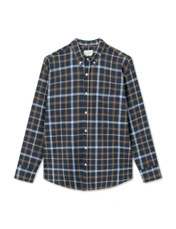 Men Forét Shirts-Grip Check Shirt-Navy Check