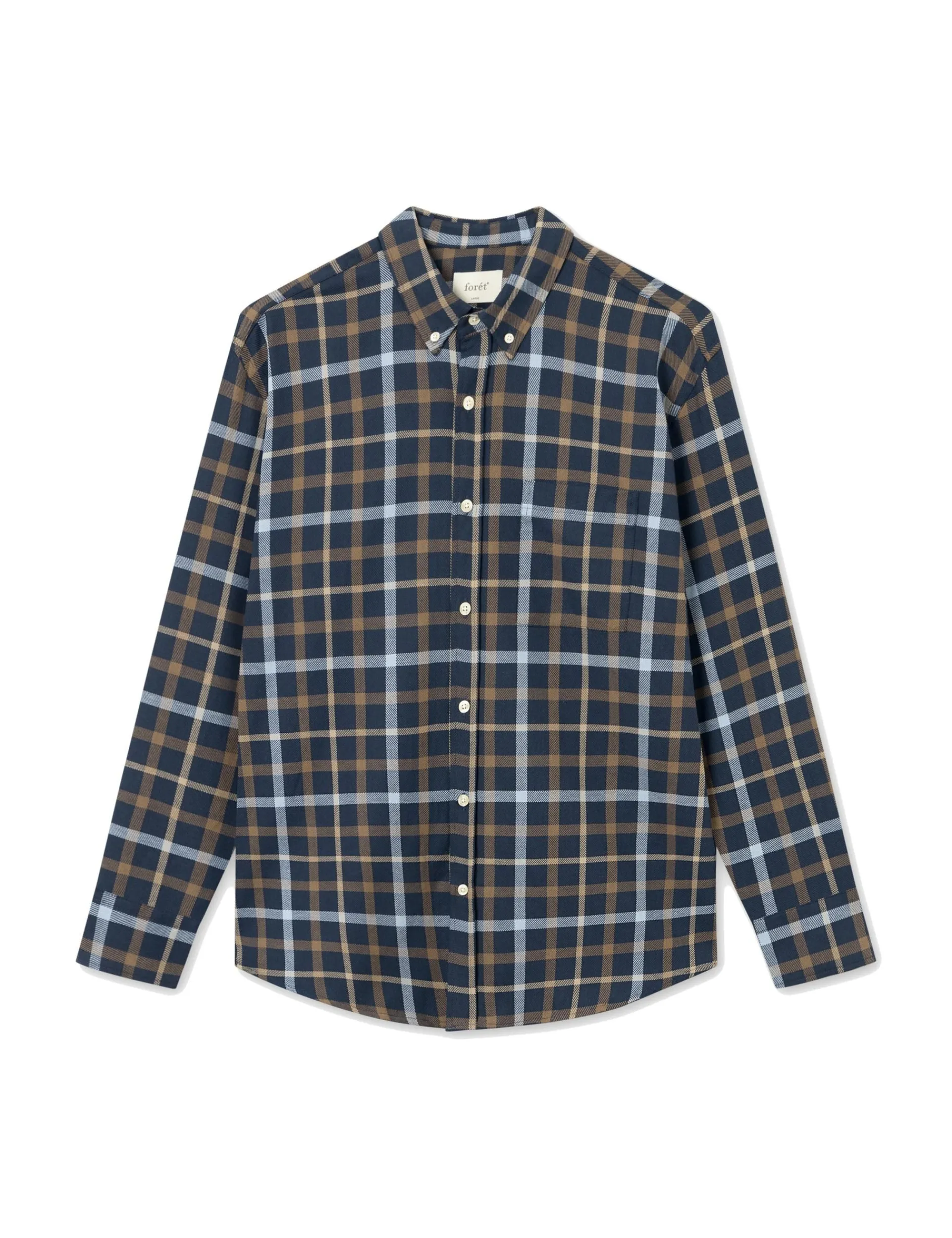 Men Forét Shirts-Grip Check Shirt-Navy Check