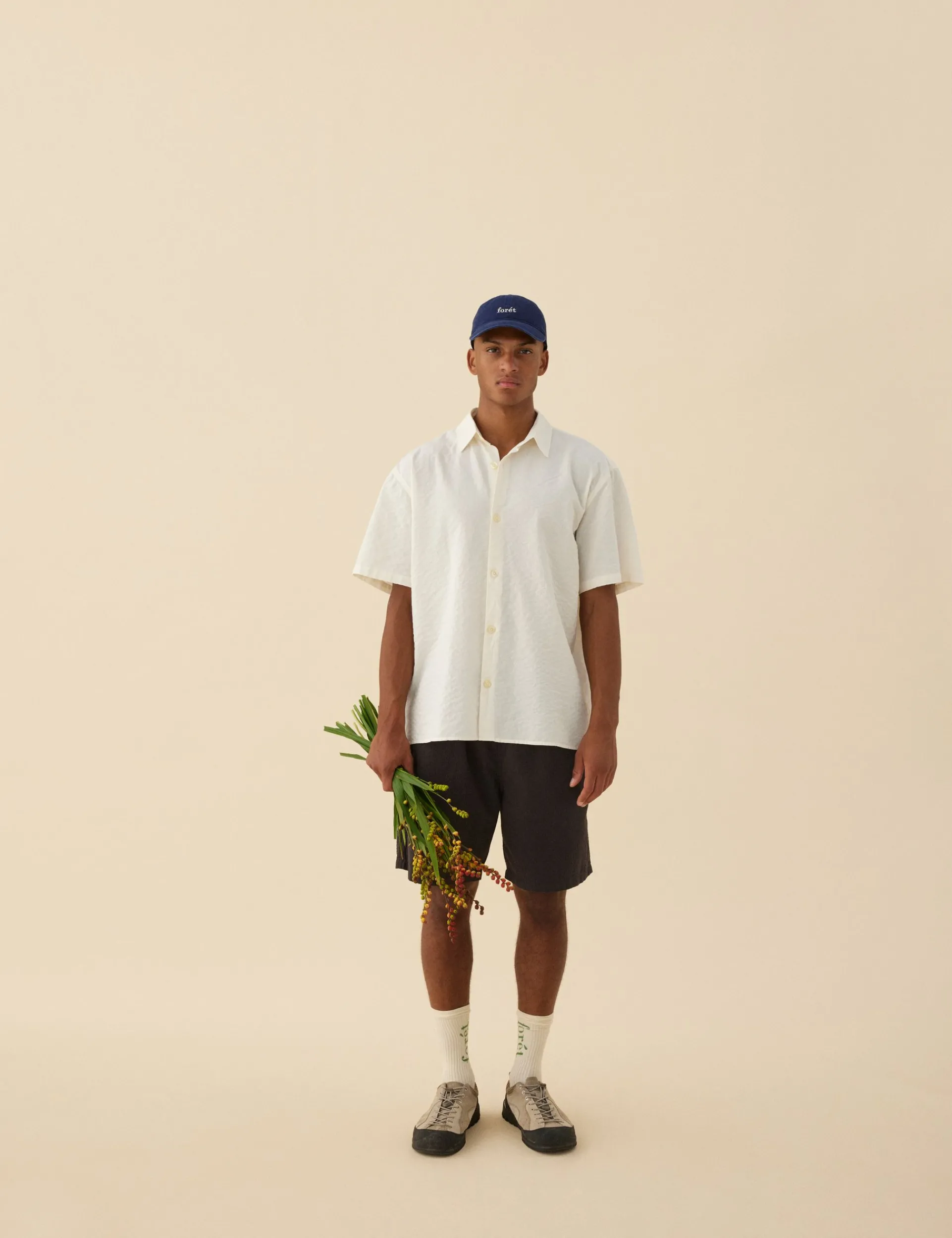 Men Forét Shirts-Hatch Ss Shirt-Cloud