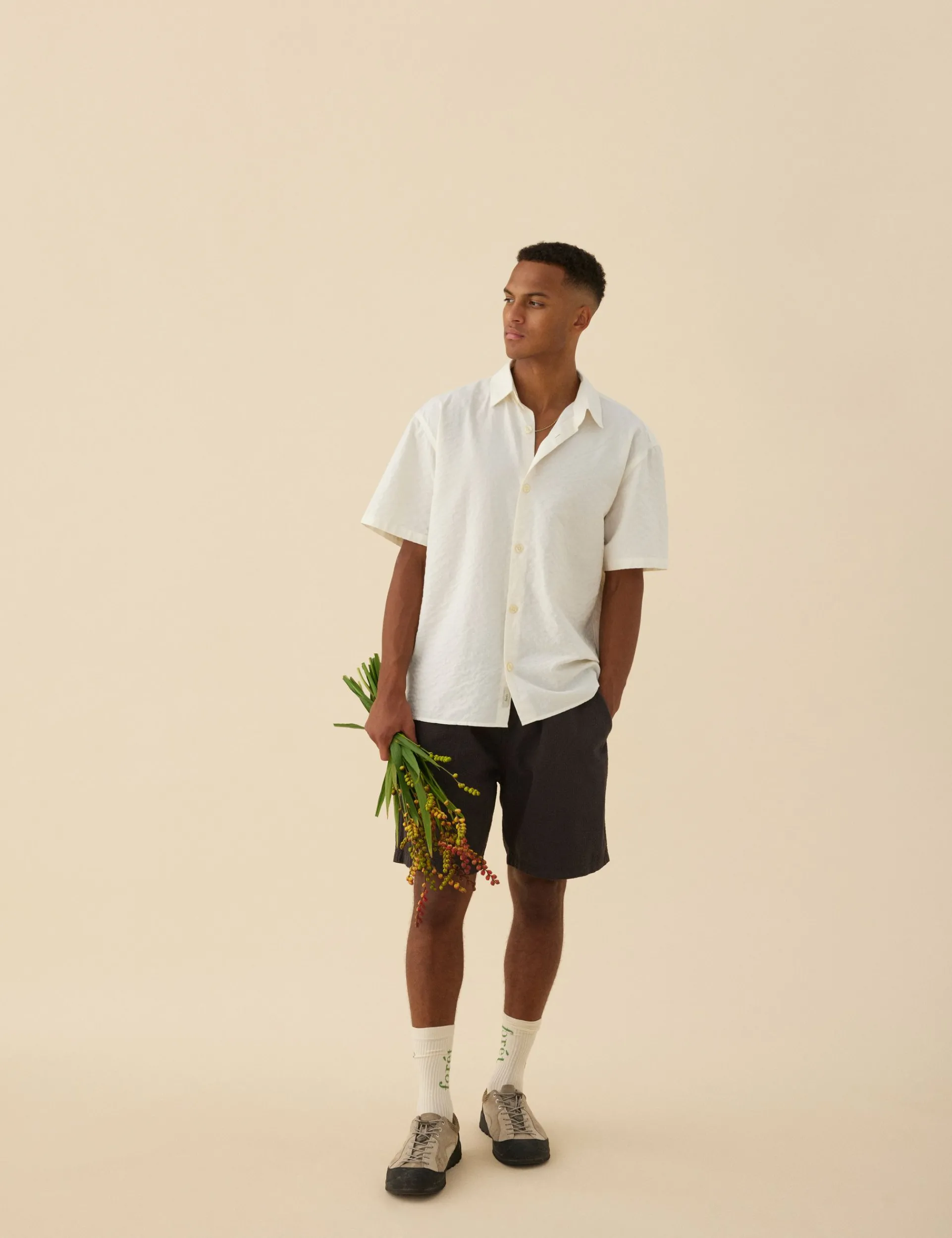 Men Forét Shirts-Hatch Ss Shirt-Cloud