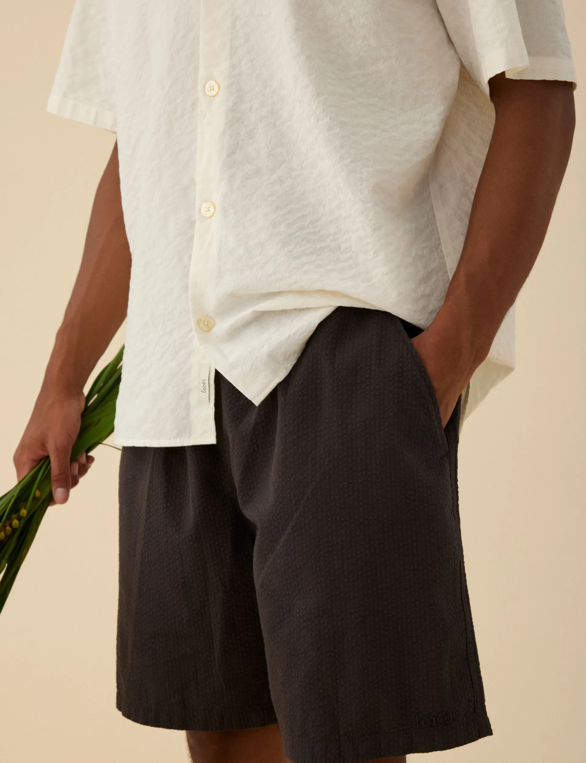 Men Forét Shirts-Hatch Ss Shirt-Cloud