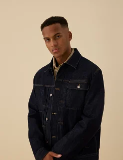 Men Forét Jackets-Hazy Denim Jacket-Raw Denim