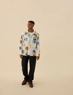 Men Forét Overshirts-Heyday Artwork Overshirt-Undyed