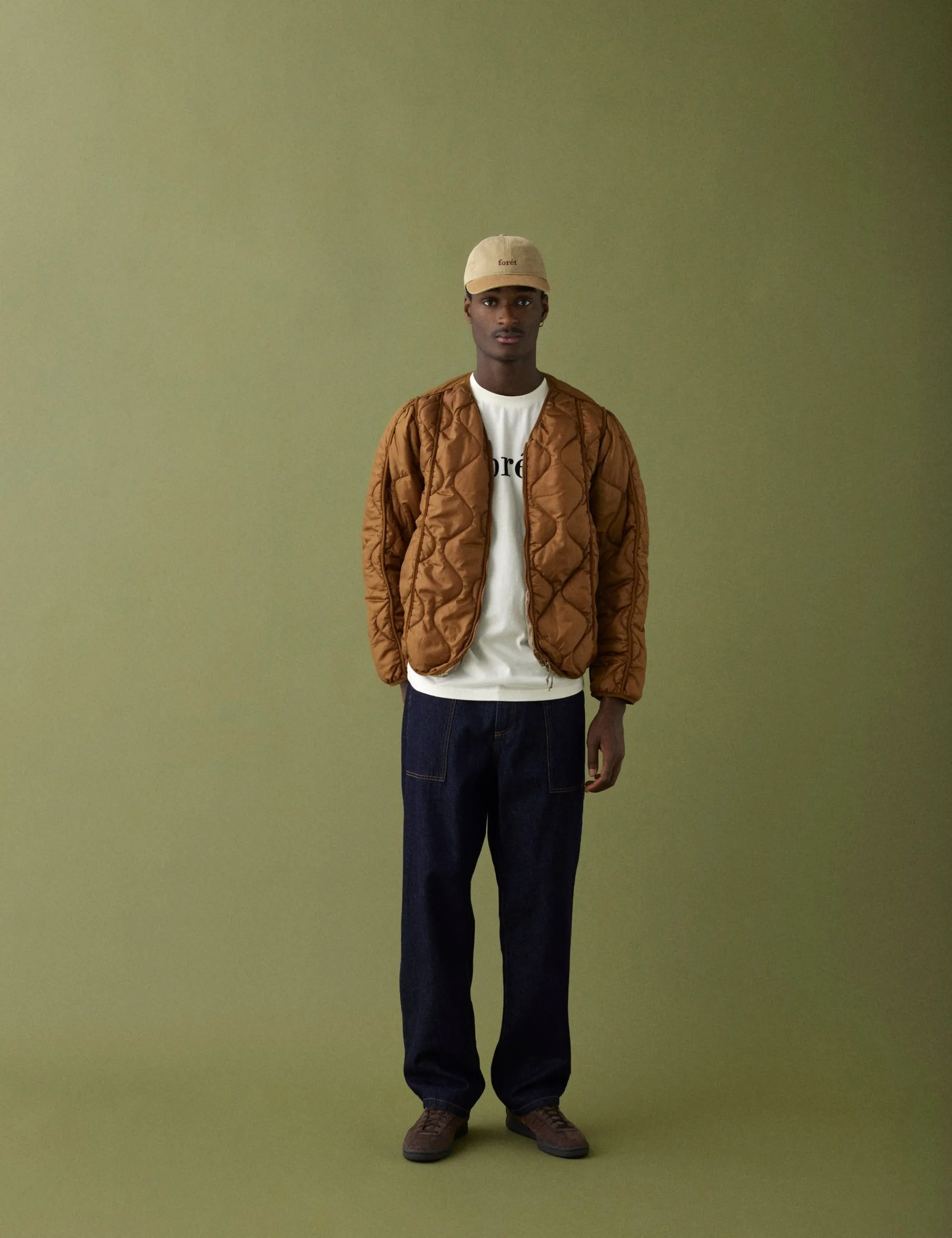 Men Forét Jackets-Humid Reversible Liner Jacket-Brown