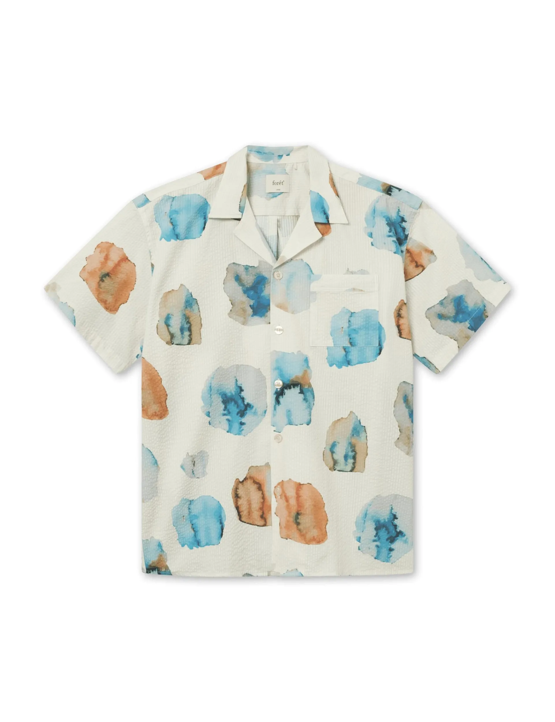 Men Forét Shirts-Hush Ss Shirt-Cloud Printed