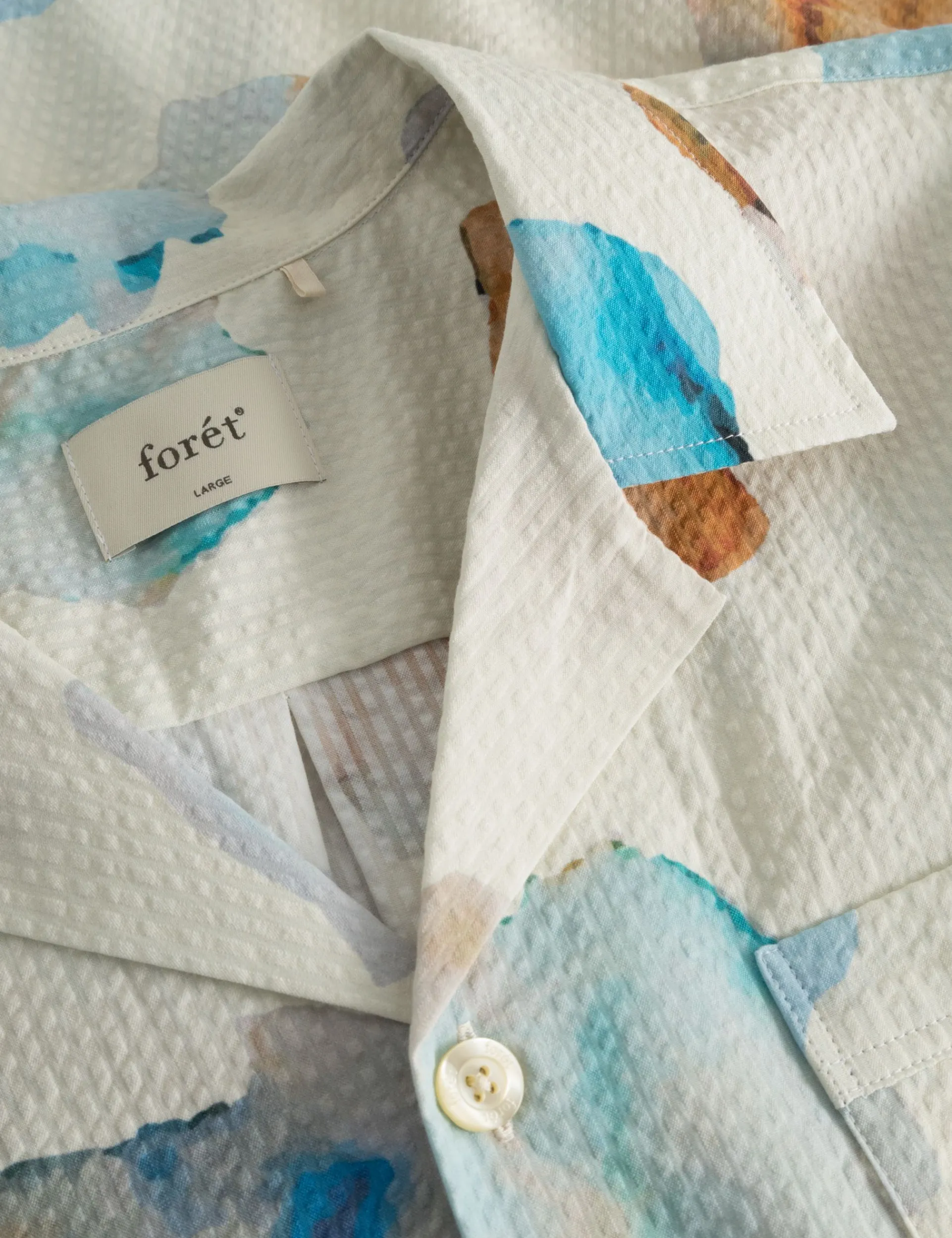 Men Forét Shirts-Hush Ss Shirt-Cloud Printed