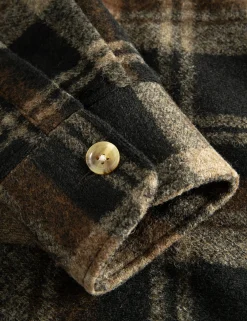 Men Forét Shirts-Ivy Wool Overshirt-Brown Check