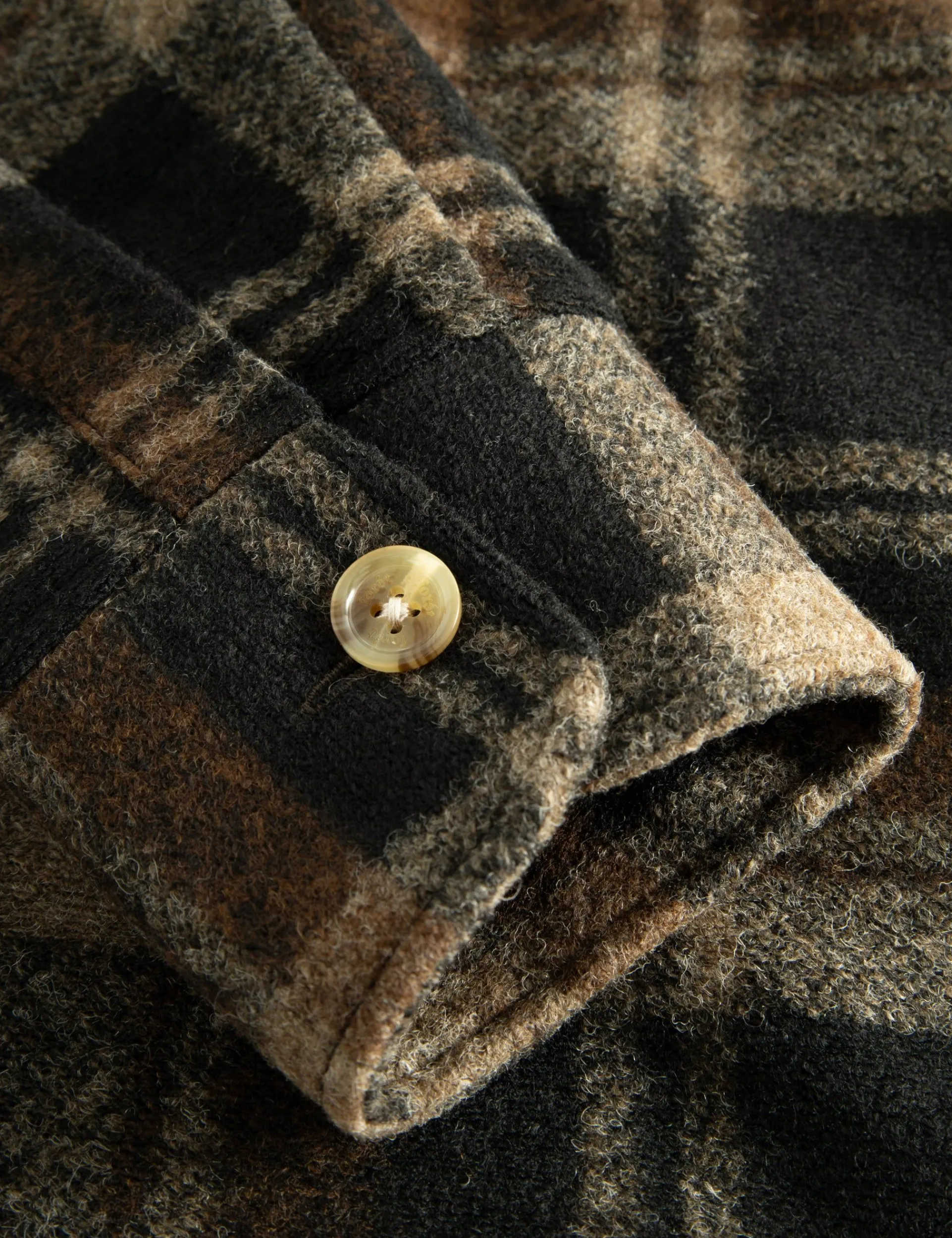 Men Forét Shirts-Ivy Wool Overshirt-Brown Check