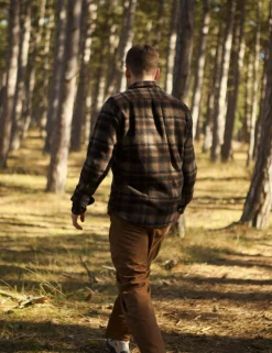 Men Forét Jackets-Ivy Wool Overshirt-Brown Check