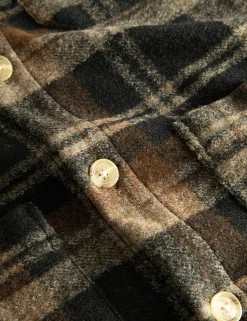 Men Forét Jackets-Ivy Wool Overshirt-Brown Check