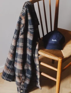 Men Forét Jackets-Ivy Wool Overshirt-Brown Check