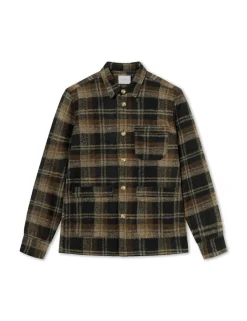 Men Forét Overshirts-Ivy Wool Overshirt-Brown Check