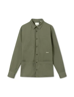 Men Forét Overshirts-Ledge Overshirt-Dark Olive