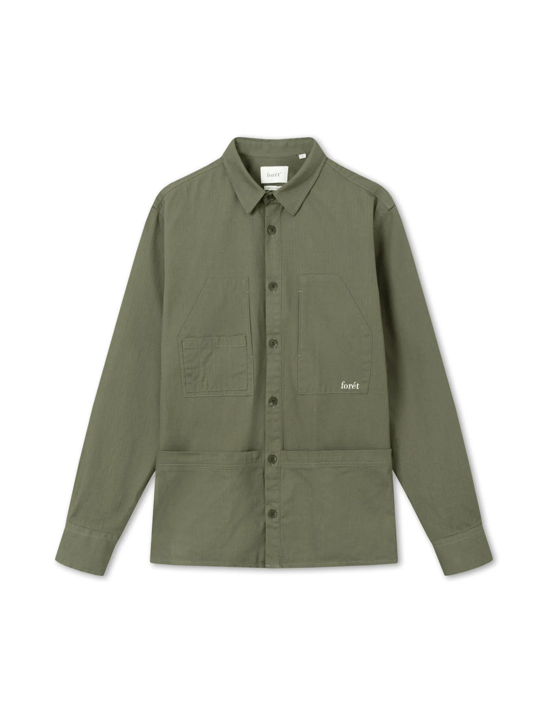 Men Forét Shirts-Ledge Overshirt-Dark Olive