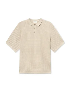 Men Forét T-Shirts-Loch Polo Knit-Oat