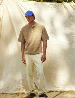 Men Forét Knitwear-Loch Polo Knit-Oat