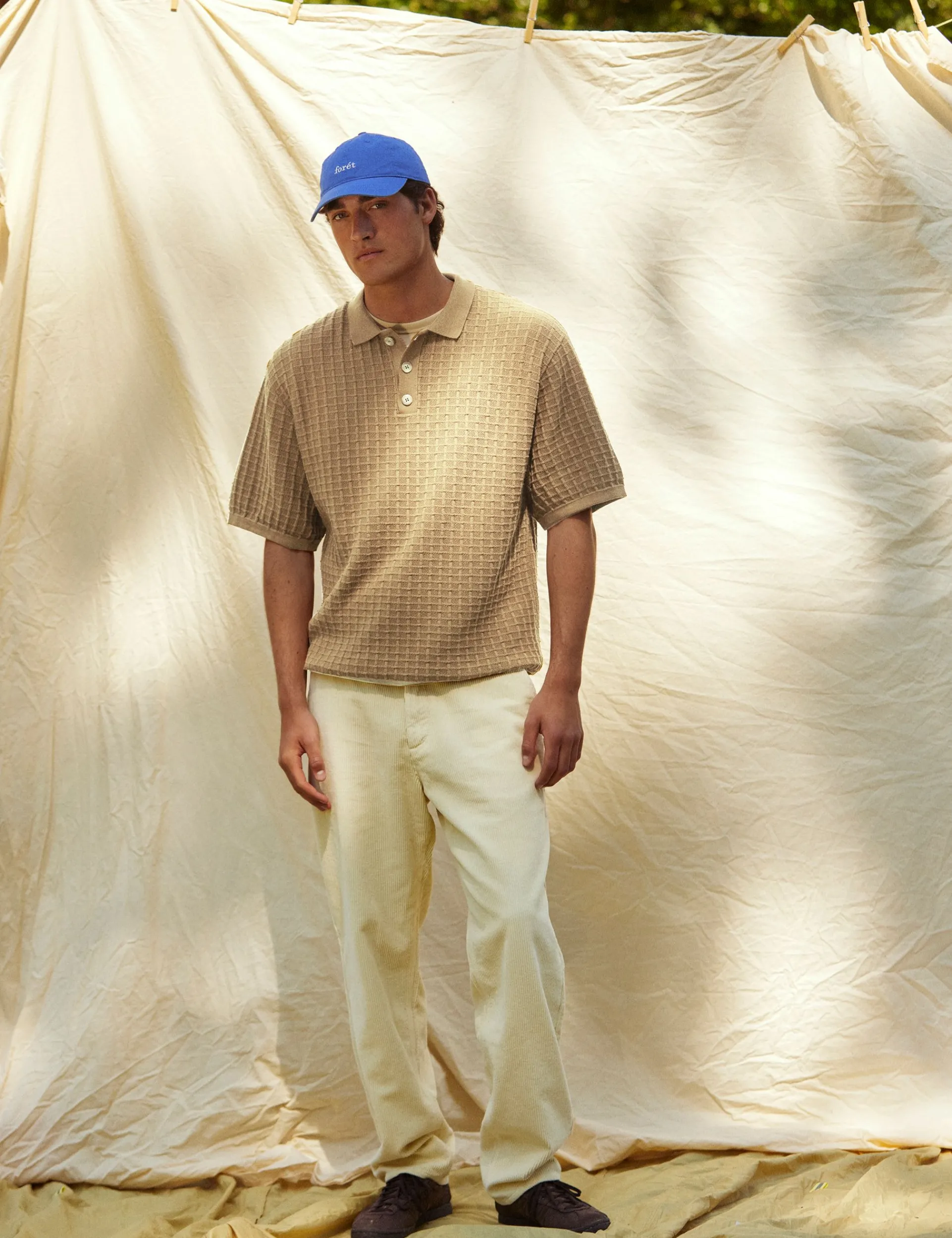 Men Forét Knitwear-Loch Polo Knit-Oat